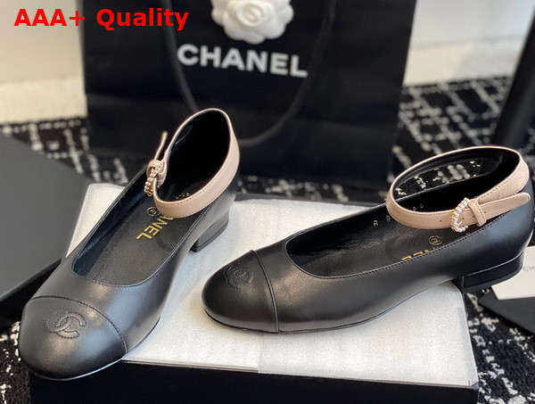 Chanel Flat Pump in Black and Pink Lambskin Replica