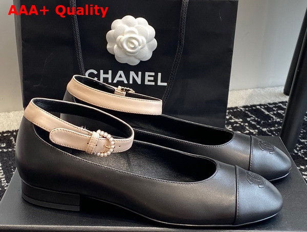 Chanel Flat Pump in Black and Pink Lambskin Replica