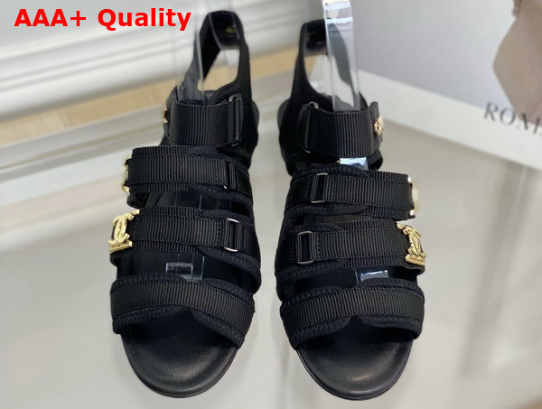 Chanel Flat Sandal in Black Grosgrain Replica