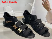 Chanel Flat Sandal in Black Grosgrain Replica