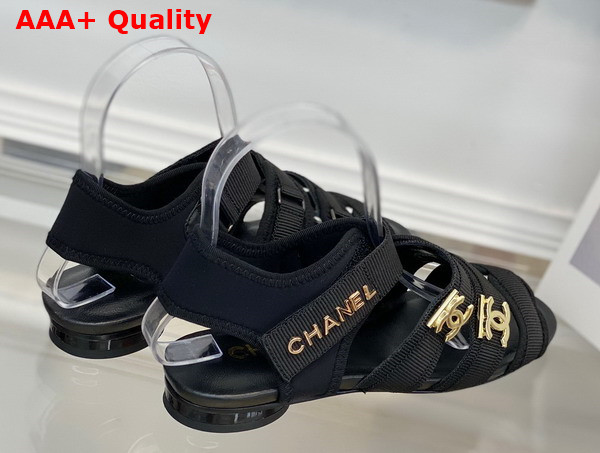 Chanel Flat Sandal in Black Grosgrain Replica