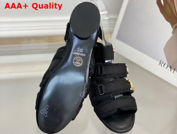 Chanel Flat Sandal in Black Grosgrain Replica