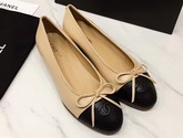 Chanel Flats Beige and Black Calfskin