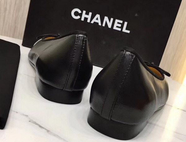 Chanel Flats Black Lambskin and Gold Suede Calfskin