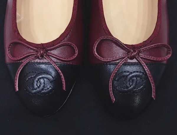 Chanel Flats Burgundy and Black Calfskin