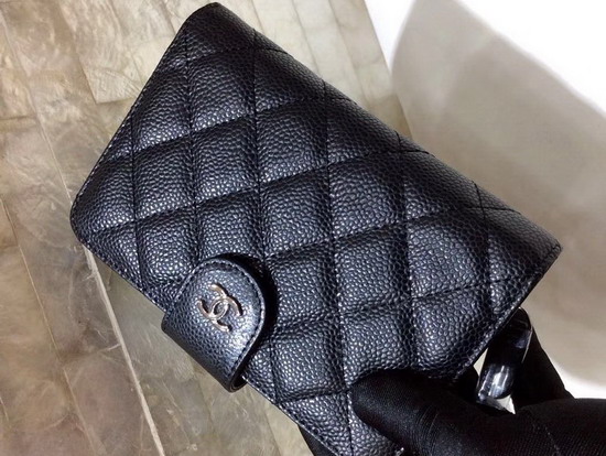 Chanel French Purse in Black Grained Calfskin