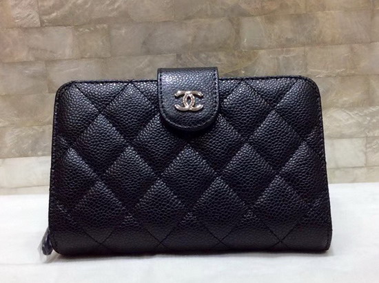 Chanel French Purse in Black Grained Calfskin