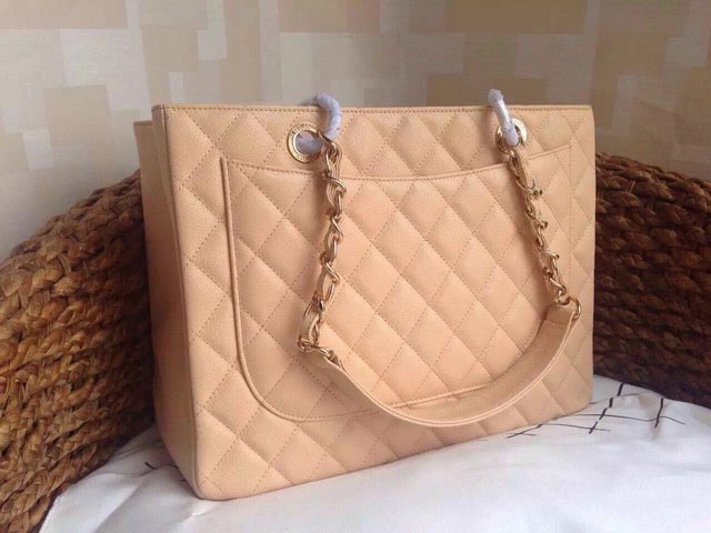 Chanel GST Shopping Tote Apricot Caviar for Sale