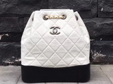 Chanel Gabrielle Backpack Aged Calfskin Black and White Silver Tone and Gold Tone Metal For Sale