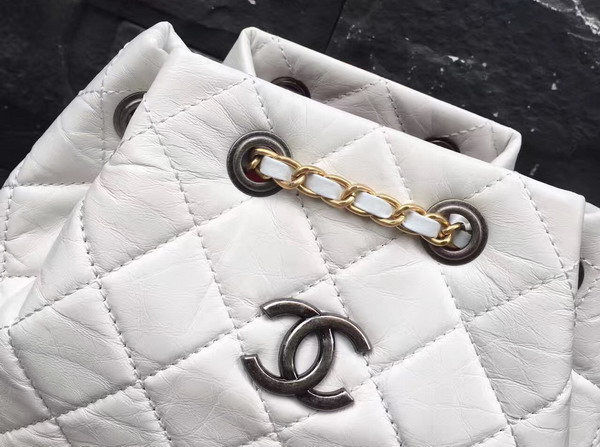 Chanel Gabrielle Backpack Aged Calfskin Black and White Silver Tone and Gold Tone Metal For Sale