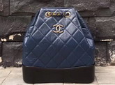 Chanel Gabrielle Backpack Aged Calfskin Navy Blue and Black Silver Tone and Gold Tone Metal For Sale