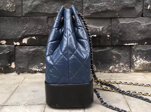 Chanel Gabrielle Backpack Aged Calfskin Navy Blue and Black Silver Tone and Gold Tone Metal For Sale