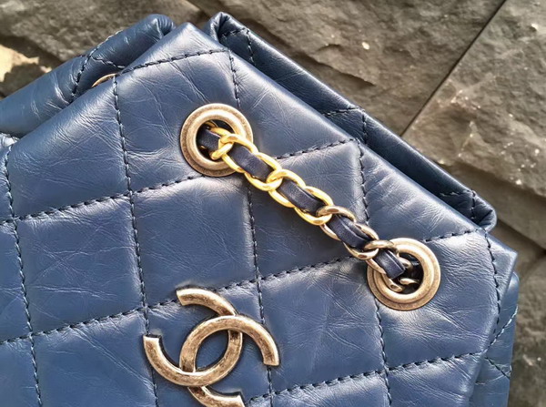 Chanel Gabrielle Backpack Aged Calfskin Navy Blue and Black Silver Tone and Gold Tone Metal For Sale