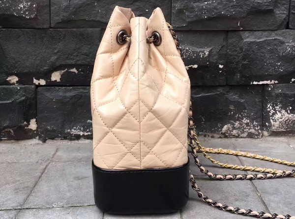 Chanel Gabrielle Backpack in Beige and Black Aged Calfskin with Silver Tone and Gold Tone Metal For Sale