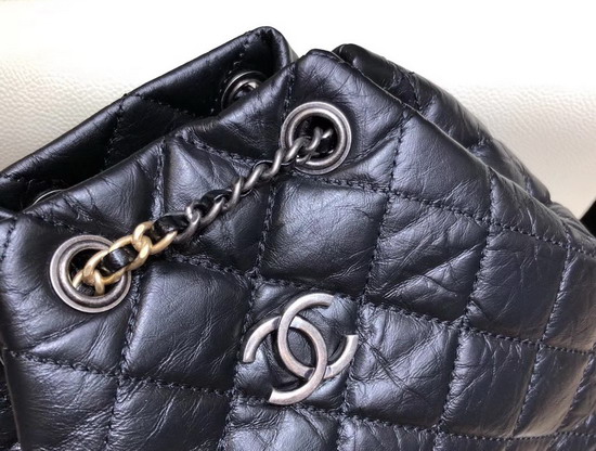 Chanel Gabrielle Backpack in Black Aged Calfskin A94502