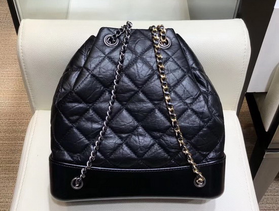 Chanel Gabrielle Backpack in Black Aged Calfskin A94502