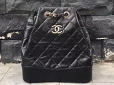 Chanel Gabrielle Backpack in Black Aged Calfskin with Silver Tone and Gold Tone Metal For Sale