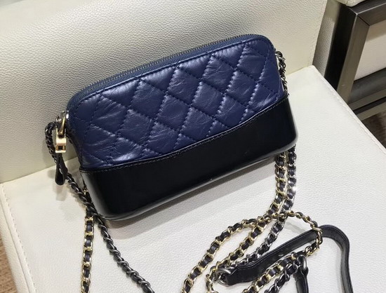 Chanel Gabrielle Clutch with Chain Aged Calfskin Smooth Calfskin Silver Tone and Gold Tone Metal Navy Blue and Black A94505