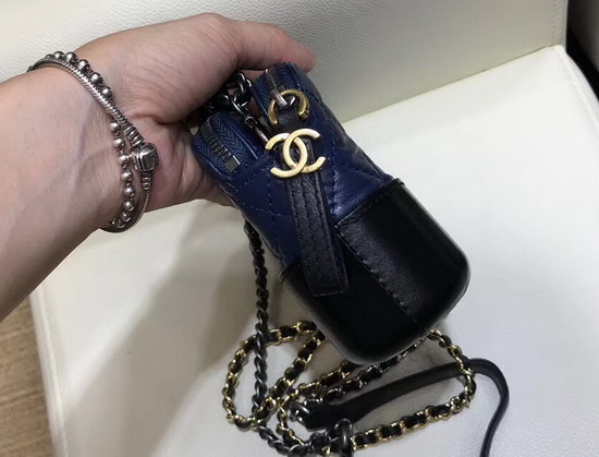 Chanel Gabrielle Clutch with Chain Aged Calfskin Smooth Calfskin Silver Tone and Gold Tone Metal Navy Blue and Black A94505