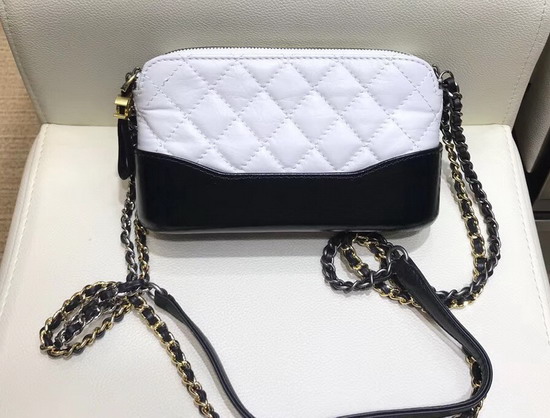 Chanel Gabrielle Clutch with Chain Aged Calfskin Smooth Calfskin Silver Tone and Gold Tone Metal White and Black A94505