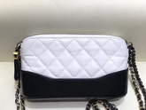 Chanel Gabrielle Clutch with Chain Aged Calfskin Smooth Calfskin Silver Tone and Gold Tone Metal White and Black A94505