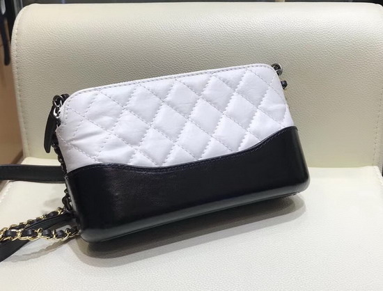 Chanel Gabrielle Clutch with Chain Aged Calfskin Smooth Calfskin Silver Tone and Gold Tone Metal White and Black A94505