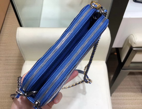 Chanel Gabrielle Clutch with Chain Electronic Blue Iridescent Aged Calfskin Gold Tone and Silver Tone Metal A94505