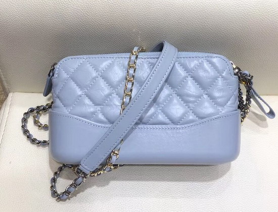 Chanel Gabrielle Clutch with Chain Light Blue Aged Calfskin Smooth Calfskin Silver Tone and Gold Tone Metal A94505