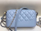 Chanel Gabrielle Clutch with Chain Light Blue Aged Calfskin Smooth Calfskin Silver Tone and Gold Tone Metal A94505