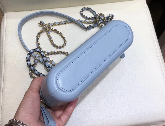 Chanel Gabrielle Clutch with Chain Light Blue Aged Calfskin Smooth Calfskin Silver Tone and Gold Tone Metal A94505