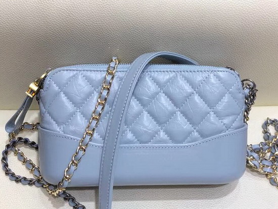 Chanel Gabrielle Clutch with Chain Light Blue Aged Calfskin Smooth Calfskin Silver Tone and Gold Tone Metal A94505