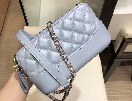 Chanel Gabrielle Clutch with Chain Pearl Light Blue Aged Calfskin Smooth Calfskin Silver Tone and Gold Tone Metal A94505