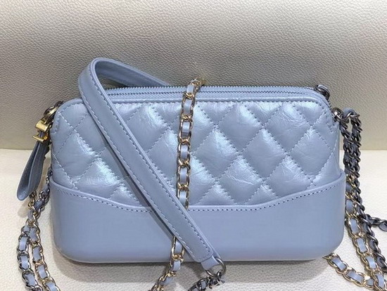 Chanel Gabrielle Clutch with Chain Pearl Light Blue Aged Calfskin Smooth Calfskin Silver Tone and Gold Tone Metal A94505