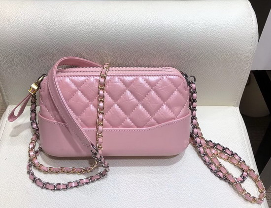 Chanel Gabrielle Clutch with Chain Pearl Pink Aged Calfskin Smooth Calfskin Silver Tone and Gold Tone Metal A94505