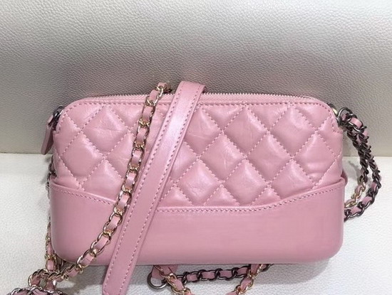 Chanel Gabrielle Clutch with Chain Pink Aged Calfskin Smooth Calfskin Silver Tone and Gold Tone Metal A94505