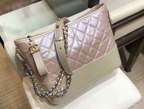 Chanel Gabrielle Hobo Bag Iridescent Aged Calfskin Light Pink A93824