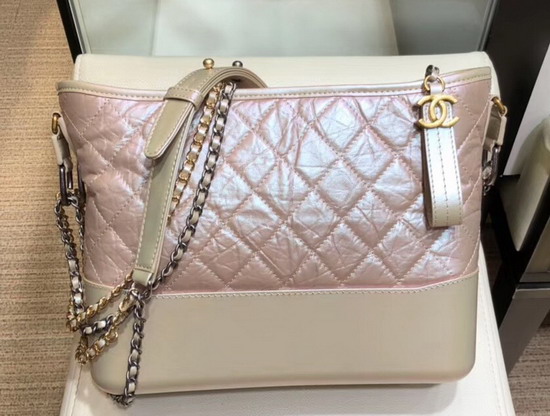 Chanel Gabrielle Hobo Bag Iridescent Aged Calfskin Light Pink A93824