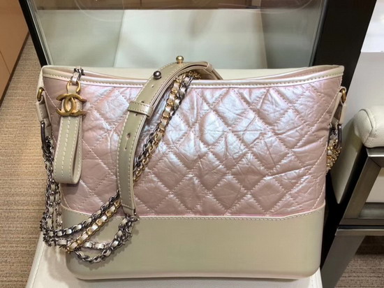 Chanel Gabrielle Hobo Bag Iridescent Aged Calfskin Light Pink A93824