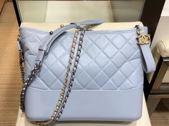 Chanel Gabrielle Hobo Bag Light Blue Aged Calfskin and Smooth Calfskin A93824