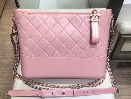 Chanel Gabrielle Hobo Bag Light Pink Aged Calfskin and Smooth Calfskin A93824