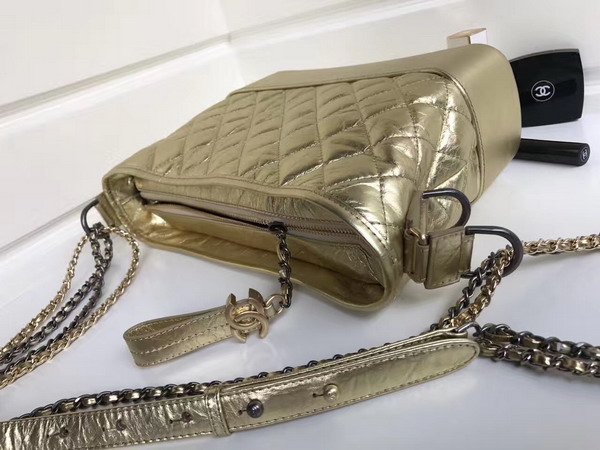 Chanel Gabrielle Hobo Bag Metallic Gold Crumpled Calfskin For Sale