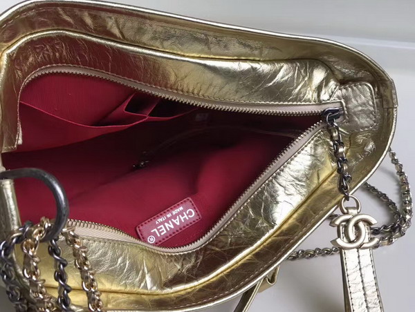 Chanel Gabrielle Hobo Bag Metallic Gold Crumpled Calfskin For Sale