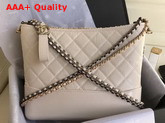 Chanel Gabrielle Hobo Bag in Beige Aged Calfskin Silver Tone and Gold Tone Metal Replica