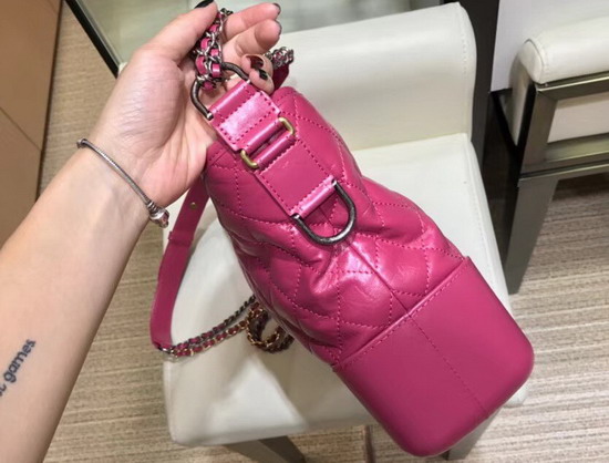 Chanel Gabrielle Large Hobo Bag Pink Aged Calfskin and Smooth Calfskin Silver Tone and Gold Tone Metal