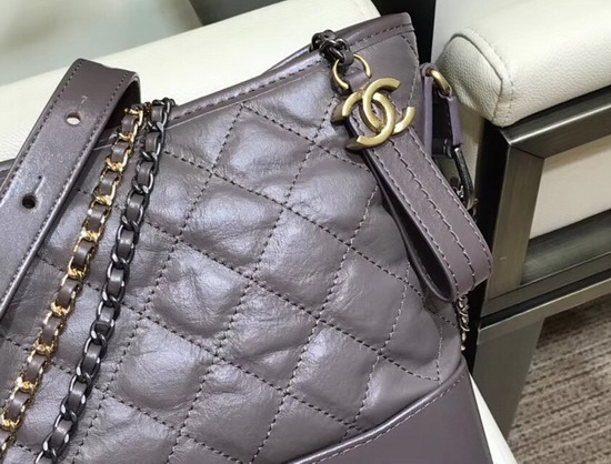 Chanel Gabrielle Large Hobo Bag in Grey Aged Calfskin and Smooth Calfskin Silver Tone and Gold Tone Metal