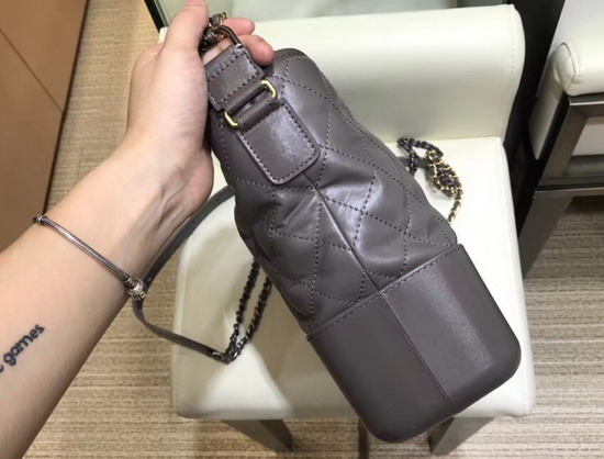 Chanel Gabrielle Large Hobo Bag in Grey Aged Calfskin and Smooth Calfskin Silver Tone and Gold Tone Metal