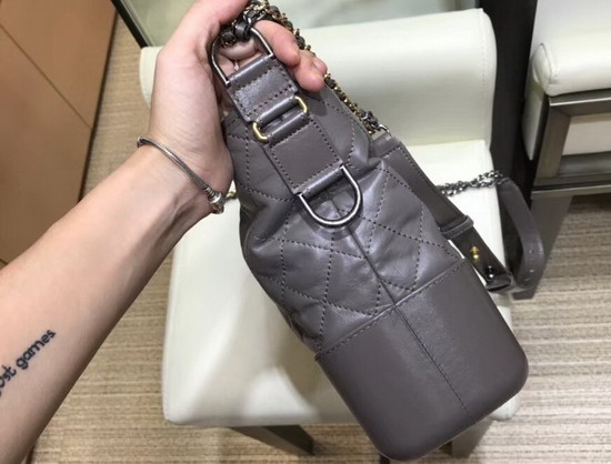 Chanel Gabrielle Large Hobo Bag in Grey Aged Calfskin and Smooth Calfskin Silver Tone and Gold Tone Metal