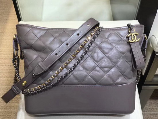 Chanel Gabrielle Large Hobo Bag in Grey Aged Calfskin and Smooth Calfskin Silver Tone and Gold Tone Metal