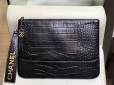 Chanel Gabrielle Pouch in Black Crocodile Embossed Calfskin