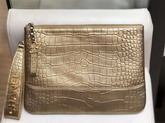 Chanel Gabrielle Pouch in Gold Crocodile Embossed Calfskin